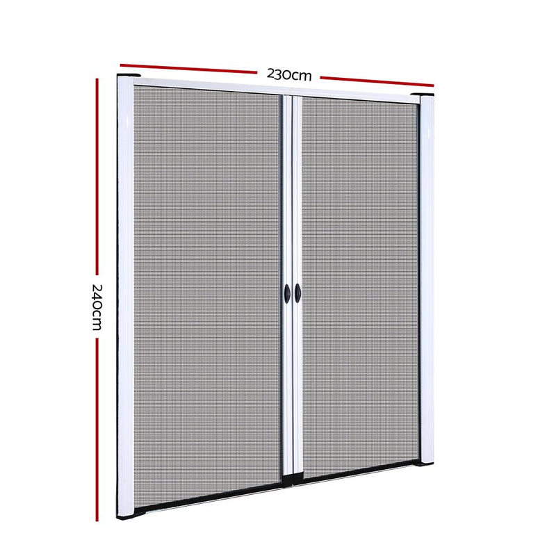 Retractable Magnetic Fly Screen Flyscreen Door Mesh Sliding 2.3m x 2.4m White