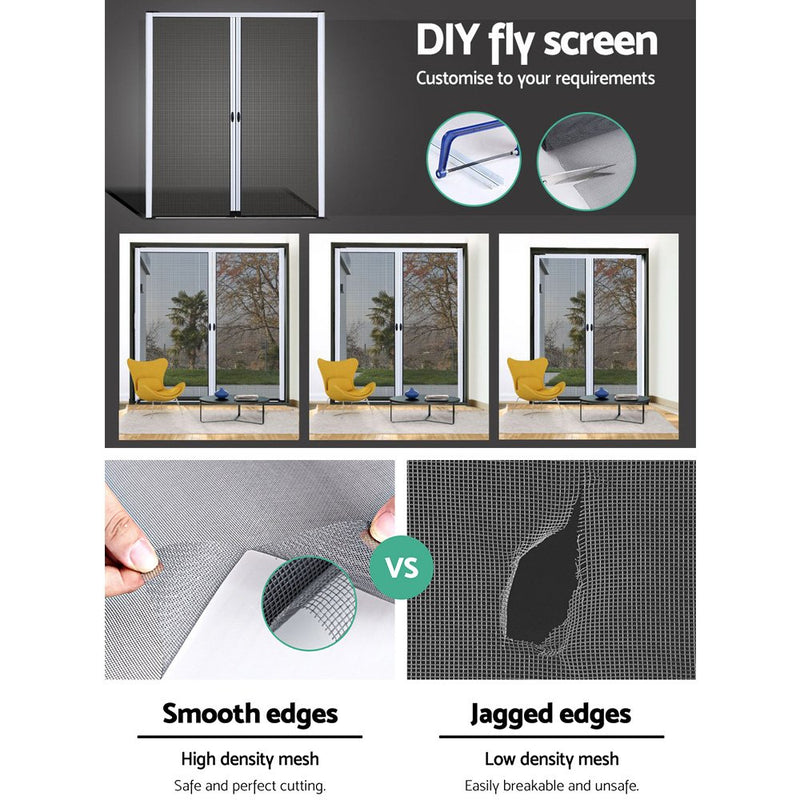 Retractable Magnetic Fly Screen Flyscreen Door Mesh Sliding 2.3m x 2.4m White