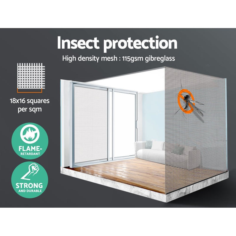 Retractable Magnetic Fly Screen Flyscreen Door Mesh Sliding 2.3m x 2.4m White