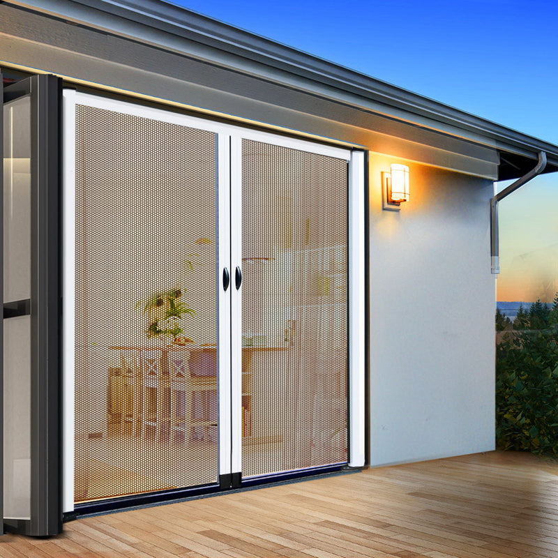 Retractable Magnetic Fly Screen Flyscreen Door Mesh Sliding 2.3m x 2.4m White