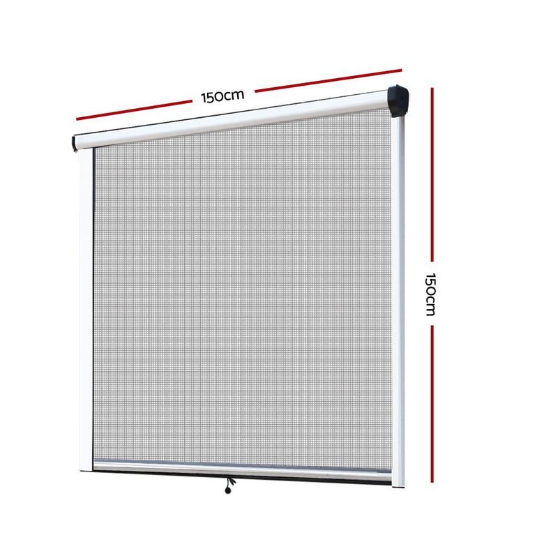 Retractable Window Fly Screen Flyscreen Mesh DIY 1.5m x 1.5m White