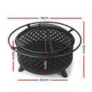 30 Inch Portable Outdoor Fire Pit and BBQ - Black