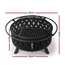 32 Inch Portable Outdoor Fire Pit and BBQ - Black