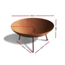 Rustic Fire Pit Heater Charcoal Iron Bowl Outdoor Patio Wood Fireplace 60CM