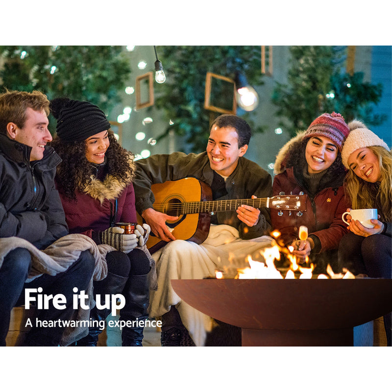 Rustic Fire Pit Vintage Campfire Wood Burner Rust Outdoor Iron Bowl 70CM