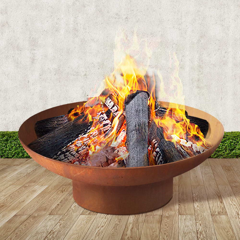 Rustic Fire Pit Vintage Campfire Wood Burner Rust Outdoor Iron Bowl 70CM