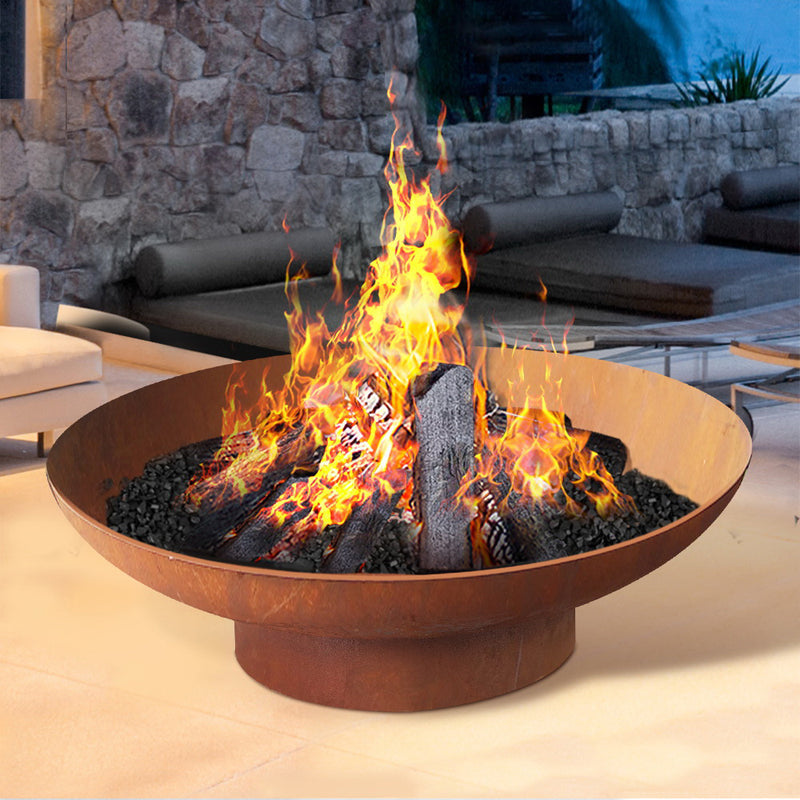 Fire Pit Charcoal Outdoor Heater Vintage Wood Burner Iron Brazier 90CM