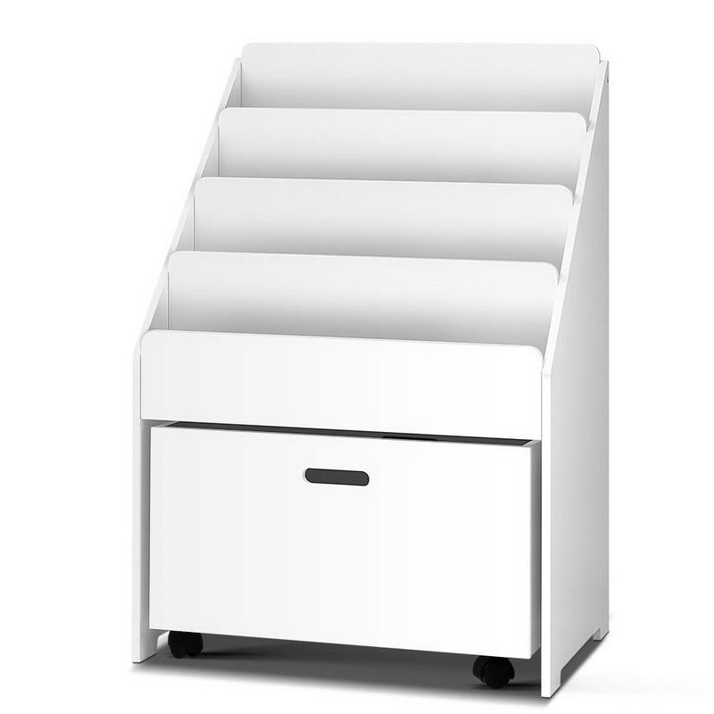 Keezi Kids Bookcase Childrens Bookshelf Organiser Storage Shelf Wooden White