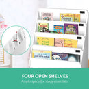 Keezi Kids Bookcase Childrens Bookshelf Organiser Storage Shelf Wooden White