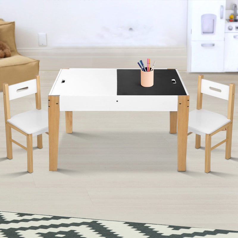 Keezi Kids Table and Chairs Set Chalkboard Toys Play Storage Desk Children Game