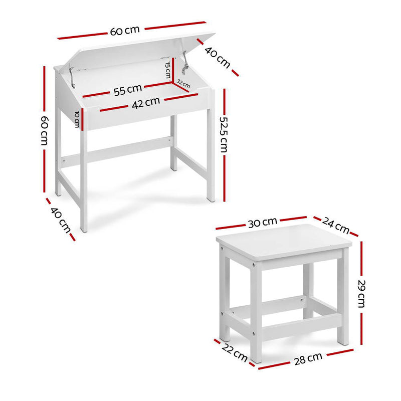 Keezi Kids Table and Chairs Set Children Drawing Writing Desk Storage Toys Play