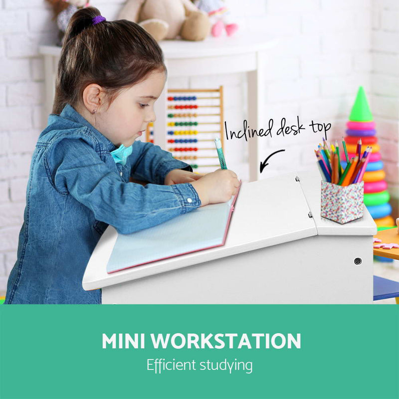 Keezi Kids Table and Chairs Set Children Drawing Writing Desk Storage Toys Play