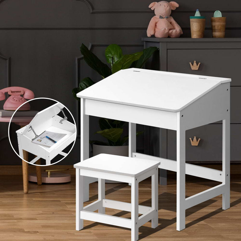 Keezi Kids Table and Chairs Set Children Drawing Writing Desk Storage Toys Play