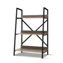 Bookshelf 3Tier Metal Bookcase Bookshelves Oak Book Shelf Display Storage