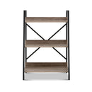 Bookshelf 3Tier Metal Bookcase Bookshelves Oak Book Shelf Display Storage