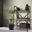 Bookshelf 3Tier Metal Bookcase Bookshelves Oak Book Shelf Display Storage