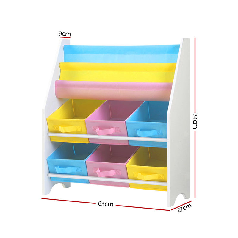 Kids Bookcase Childrens Bookshelf Toy Storage Organizer 2 Tiers Shelves