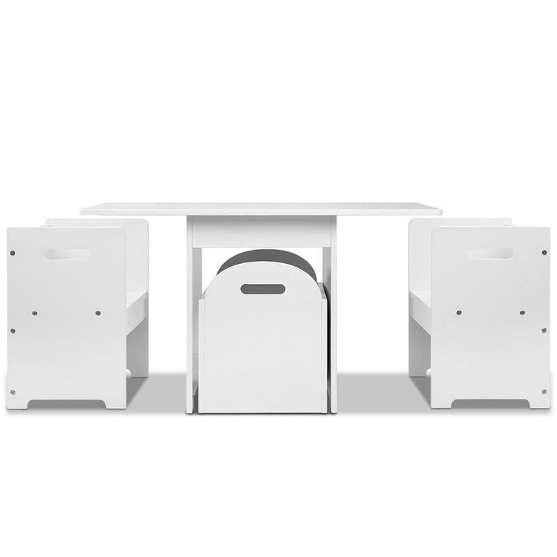 Keezi 4PCS Kids Table and Chairs Set Storage Box Toys Play Desk Wooden Children