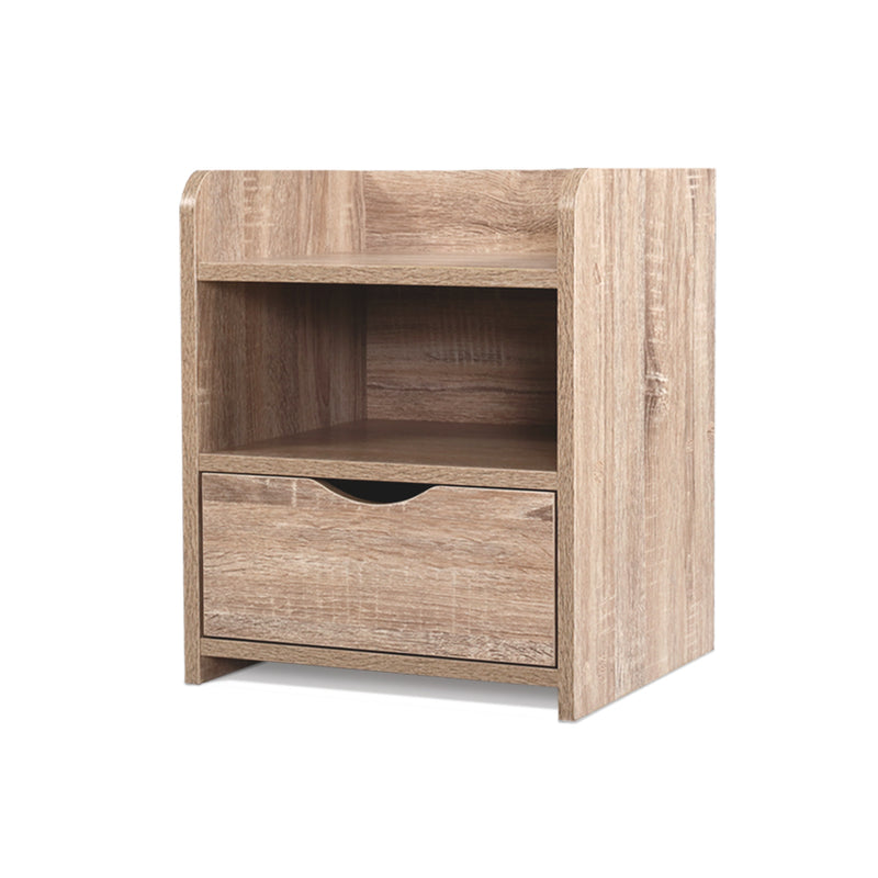 Bedside Tables Storage Drawer Side Table Bedroom Furniture Nightstand Shelf Unit Oak