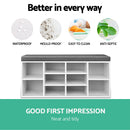 Fabric Shoe Bench with Storage Cubes - White