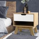 Bedside Table Drawer Nightstand Shelf Cabinet Storage Lamp Side Wooden