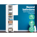 185cm Bathroom Tallboy Toilet Storage Cabinet Laundry Cupboard Adjustable Shelf White