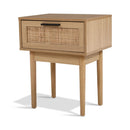 Bedside Tables Table 1 Drawer Storage Cabinet Rattan Wood Nightstand