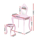 Kids Vanity Dressing Table Stool Set Mirror Drawer Children Makeup Pink