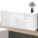 Buffet Sideboard Cabinet High Gloss Storage 4 Doors Cupboard Hall White