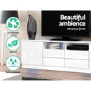180cm TV Cabinet Stand Entertainment Unit High Gloss Furniture 4 Storage Drawers White