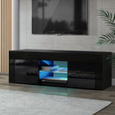 130cm RGB LED TV Stand Cabinet Entertainment Unit Gloss Furniture Black
