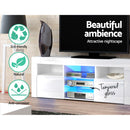 TV Cabinet Entertainment Unit Stand RGB LED Gloss Furniture 145cm White