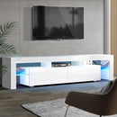 189cm RGB LED TV Stand Cabinet Entertainment Unit Gloss Furniture Drawers Tempered Glass Shelf White