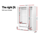 3 Doors Wardrobe Bedroom Closet Storage Cabinet Organiser Armoire 170cm