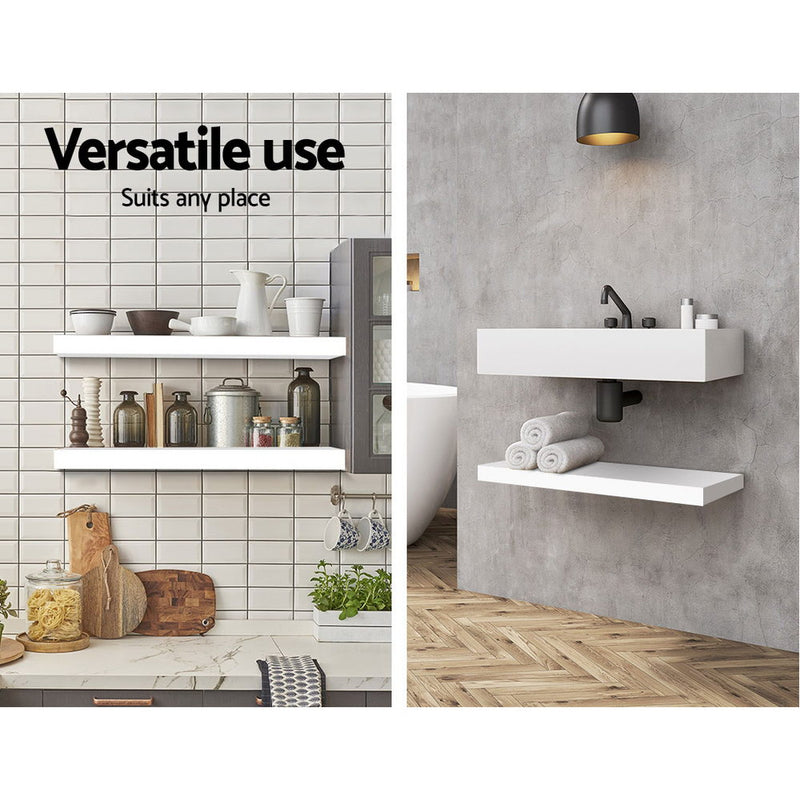 Wall Floating Shelf Set DIY Mount Storage Book Display Rack 80cm White