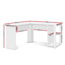 Office Computer Desk Corner Student Study Table Workstation L-Shape Shelf White