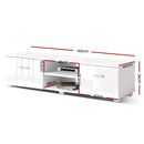 TV Cabinet Entertainment Unit Stand High Gloss Furniture Storage Drawers 140cm White