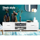 TV Cabinet Entertainment Unit Stand High Gloss Furniture Storage Drawers 140cm White