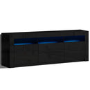 TV Cabinet Entertainment Unit Stand RGB LED High Gloss Furniture Storage Drawers Shelf 180cm Black
