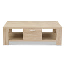 Coffee Table Wooden Shelf Storage Drawer Living Furniture Thick Tabletop