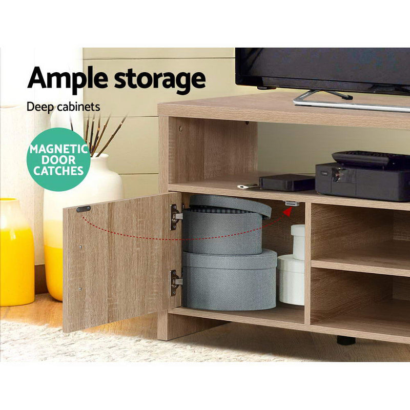 TV Cabinet Entertainment Unit Stand Storage Shelf Sideboard 140cm Oak