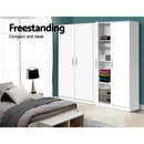 Multi-purpose Cupboard 2 Door 180cm Wardrobe Closet Storage Cabinet Kitchen Organiser White