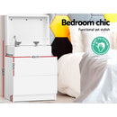 Bedside Tables 2 Drawers Side Table Storage Nightstand White Bedroom Wood