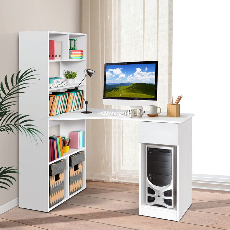 Office Computer Desk Student Study Table Home Workstation Corner Shelf