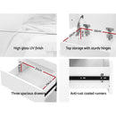 Bedside Tables Side Table 3 Drawers RGB LED High Gloss Nightstand White