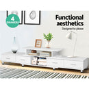 TV Cabinet Entertainment Unit Stand Wooden 160CM To 220CM Lowline Storage Drawers White