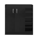 2 Doors Shoe Cabinet Storage Cupboard - Black