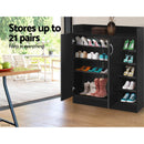2 Doors Shoe Cabinet Storage Cupboard - Black