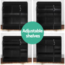 2 Doors Shoe Cabinet Storage Cupboard - Black