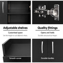 2 Doors Shoe Cabinet Storage Cupboard - Black